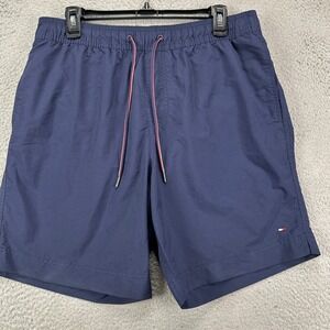 Tommy Hilfiger Mens Swim Trunks Large Blue Mesh Lined Drawstring Pocket Swimwear